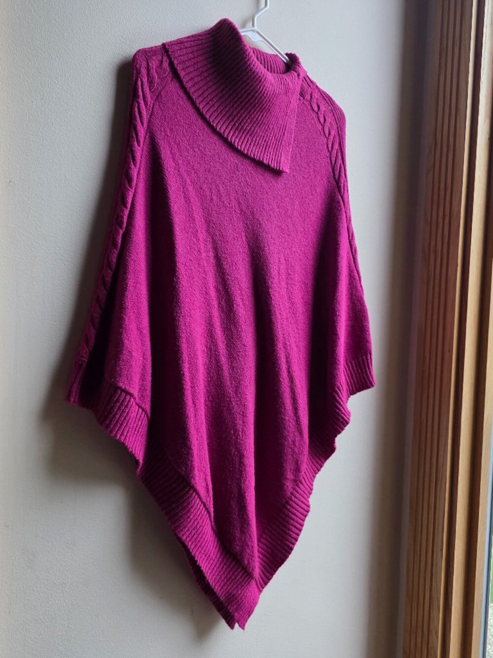 Talbots Magenta Cowl Neck Knit Poncho Size XS